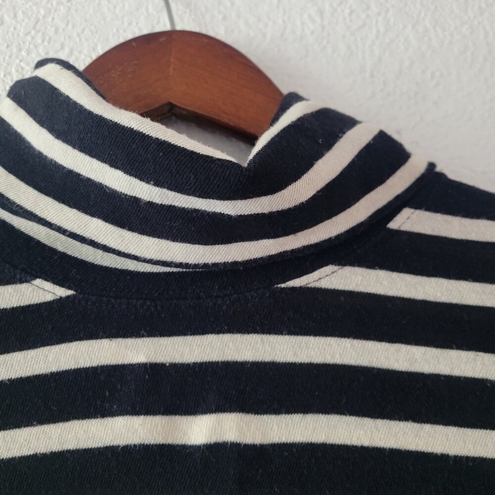 J. Crew Striped Oversized Black and Beige Turtleneck Sz XXS Classic Preppy Fall - Picture 2 of 4